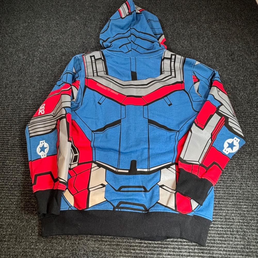Marvel Iron Man 3 Iron Patriot Zip Up Hoodie Kids Large 14/16 James Rhodes NWT - Picture 2 of 4